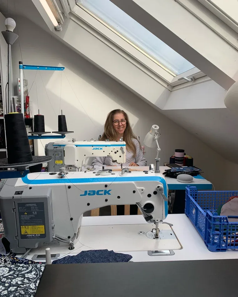 Rachel in her workroom